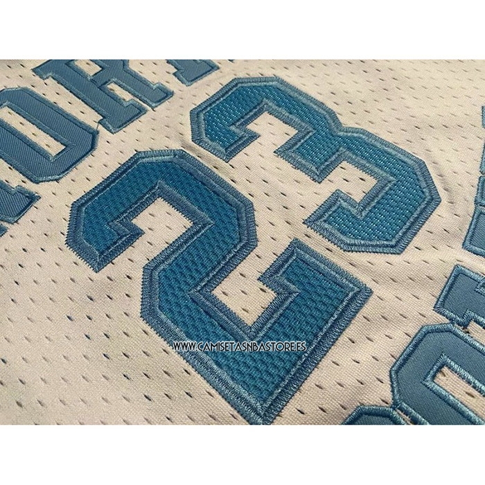 Michael Jordan NO 23 Camiseta NCAA North Carolina Mitchell & Ness Tar Heels 1983-84 Blanco